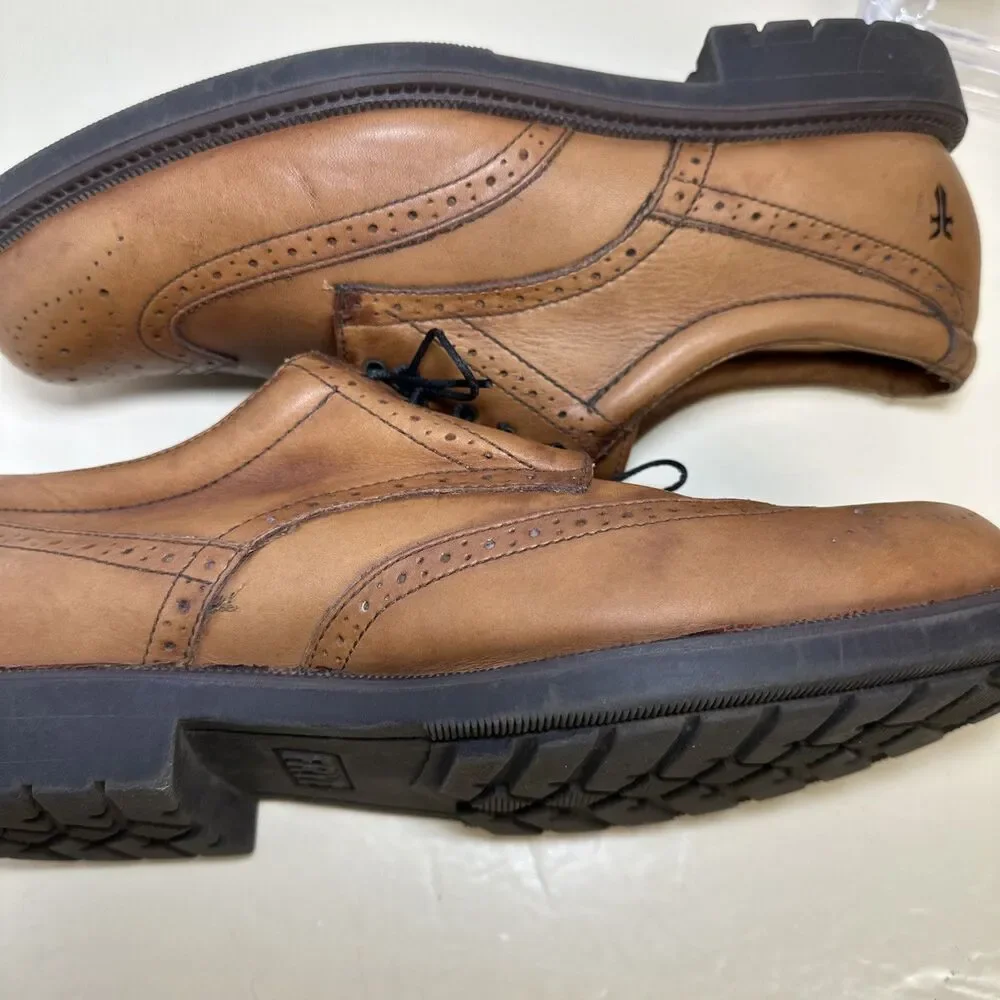 Frye Men's 10 M David Wingtip Oxford Dress Leather Shoes Brown Tan Cognac 84535
